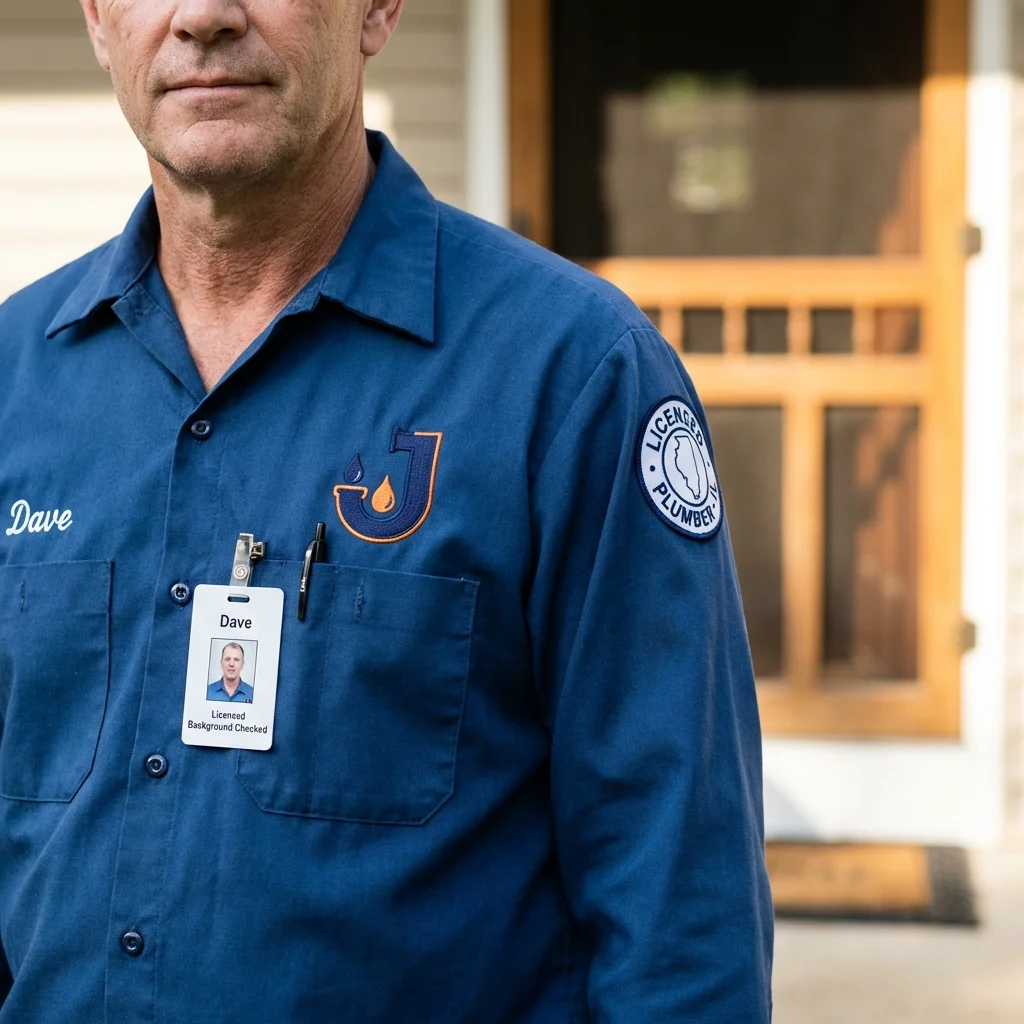 Licensed plumber showing ID badge in Snellville, GA