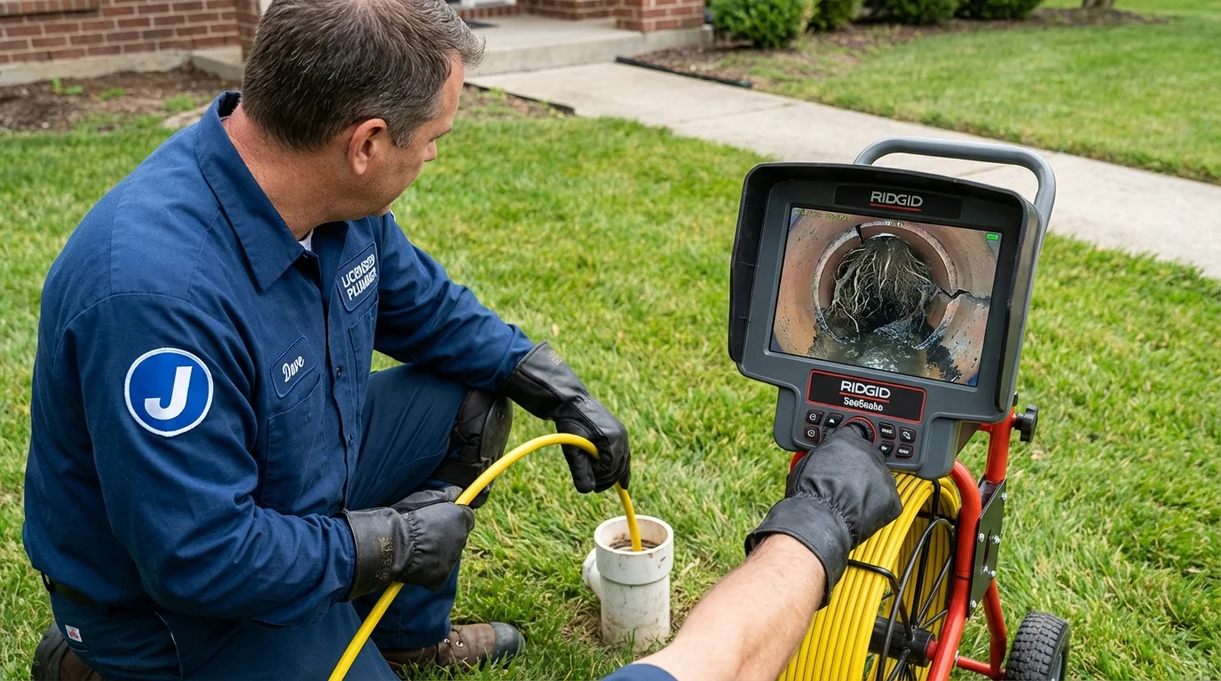 Sewer camera inspection being performed by Johns Plumbing LLC in Snellville