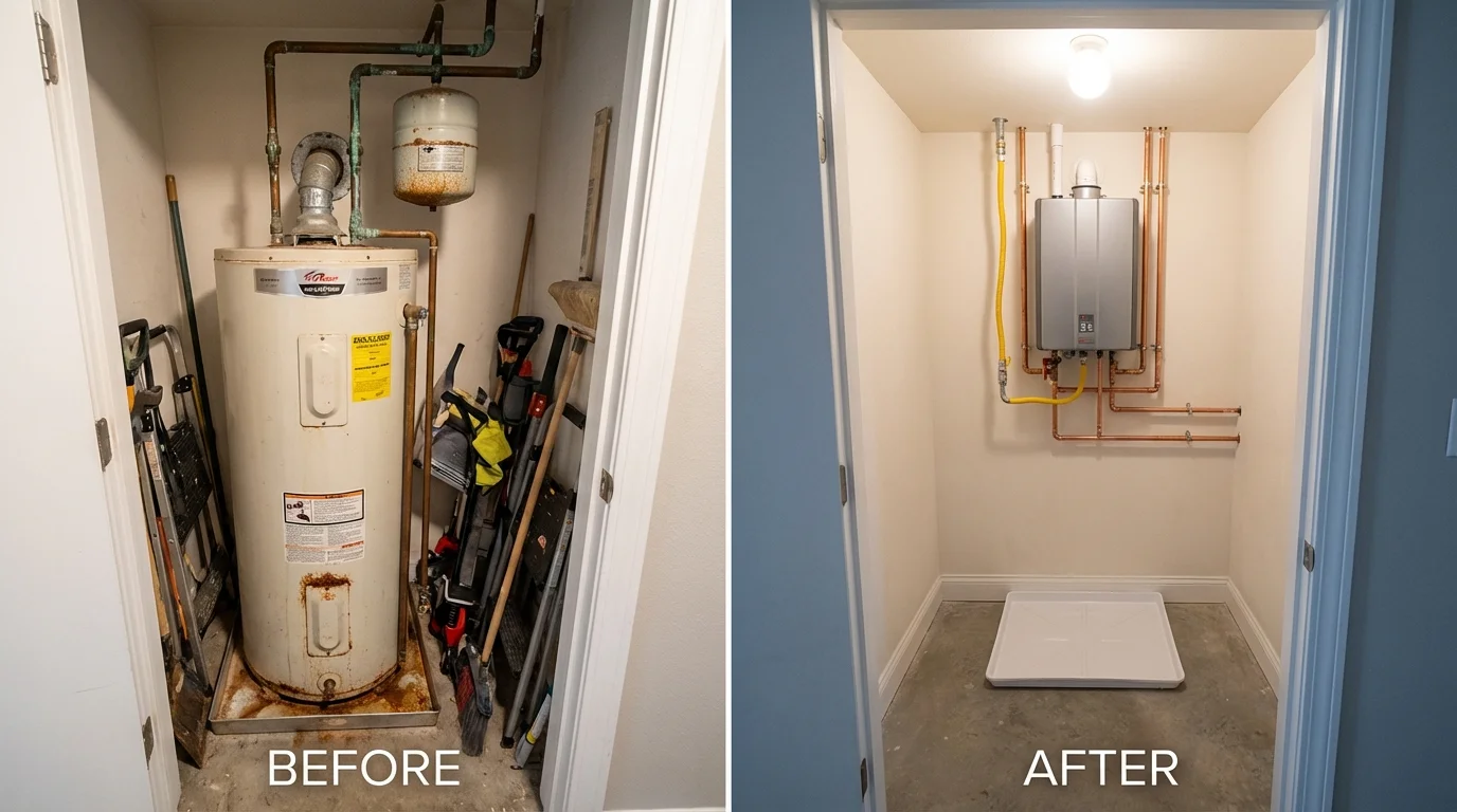 Tank water heater versus wall-mounted tankless unit comparison for Snellville, GA homeowners