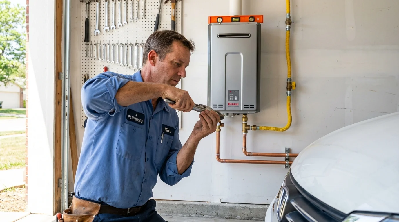 Tankless water heater installation by a Johns Plumbing LLC plumber in Snellville