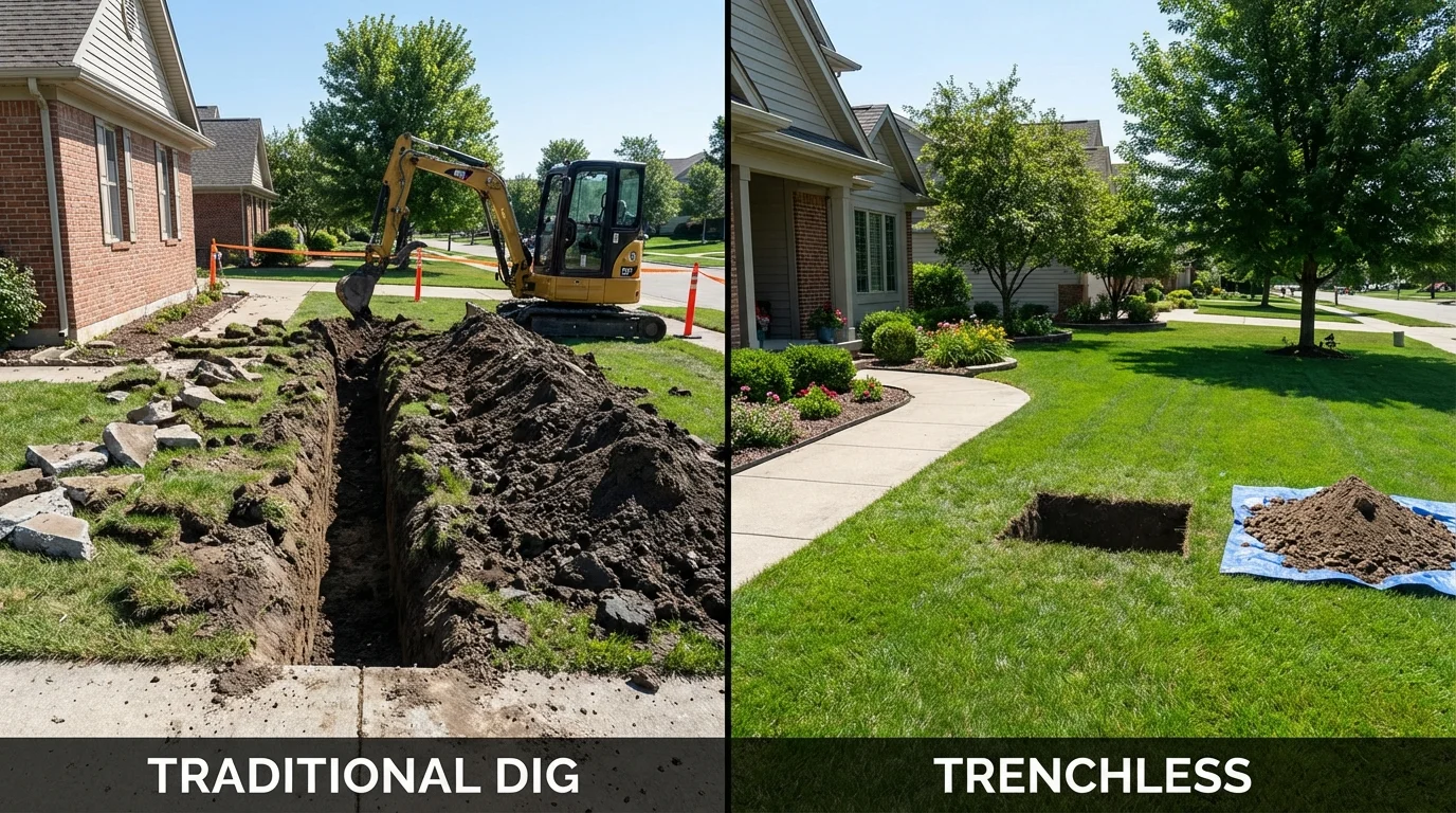 Trenchless sewer repair with minimal yard damage versus traditional excavation in Snellville, GA